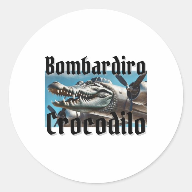 Sticker Rond Bombardiro Bombardino Crocodilo Funny Brai italien (Devant)