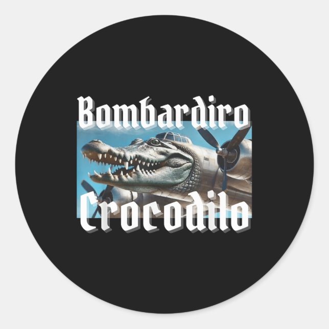 Sticker Rond Bombardiro Bombardino Crocodilo Funny Brai italien (Devant)