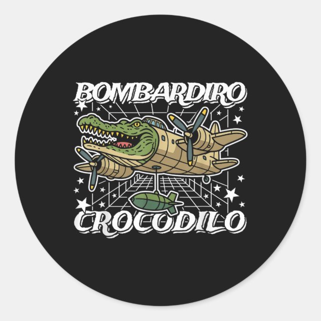 Sticker Rond Bombardiro-crocodilo Italien brainrot Pas de mauva (Devant)