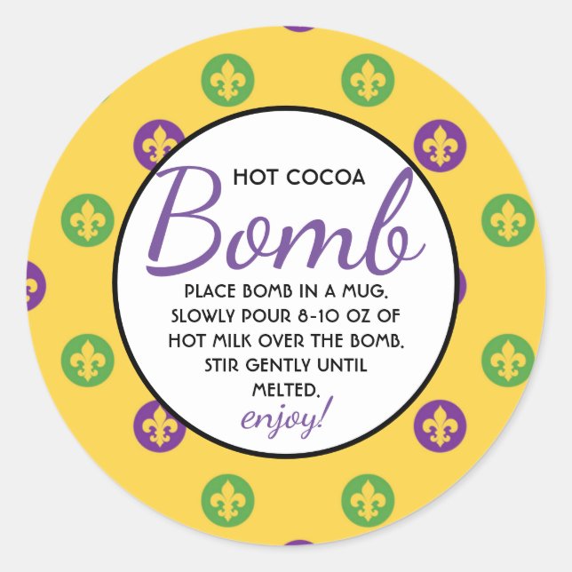 Sticker Rond Bombe au chocolat chaud Mardi Gras (Devant)
