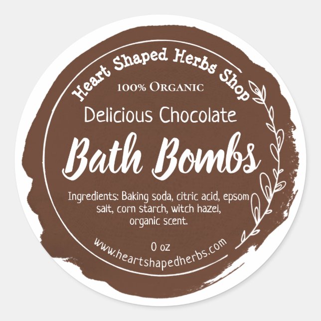 Sticker Rond Bombe de bain au chocolat Peinture à l'aquarelle B (Devant)
