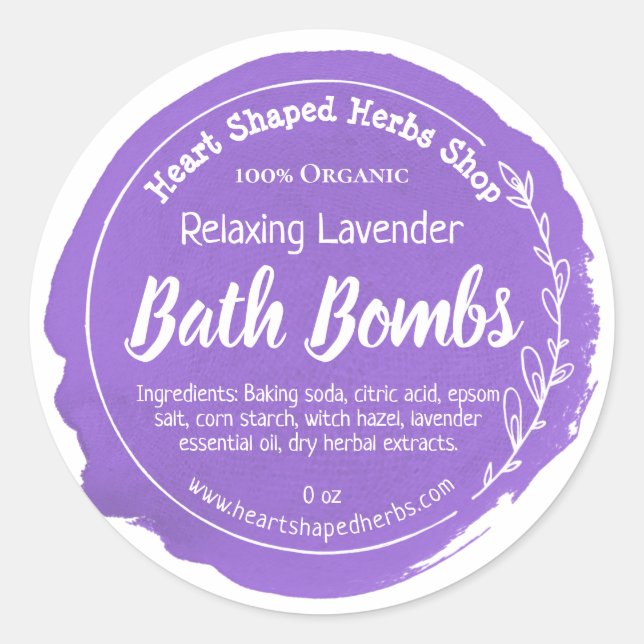 Sticker Rond Bombe de bain violet à l'aquarelle (Devant)