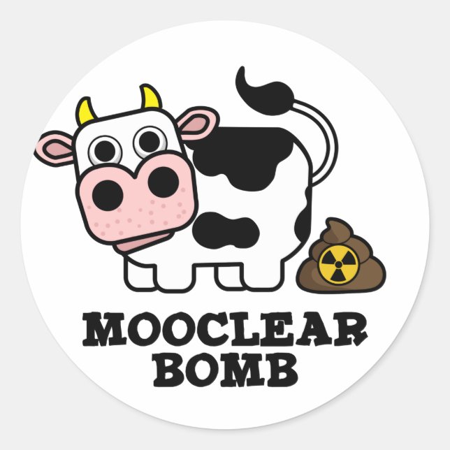 Sticker Rond Bombe Mooclebre Funny Cow Pun (Devant)