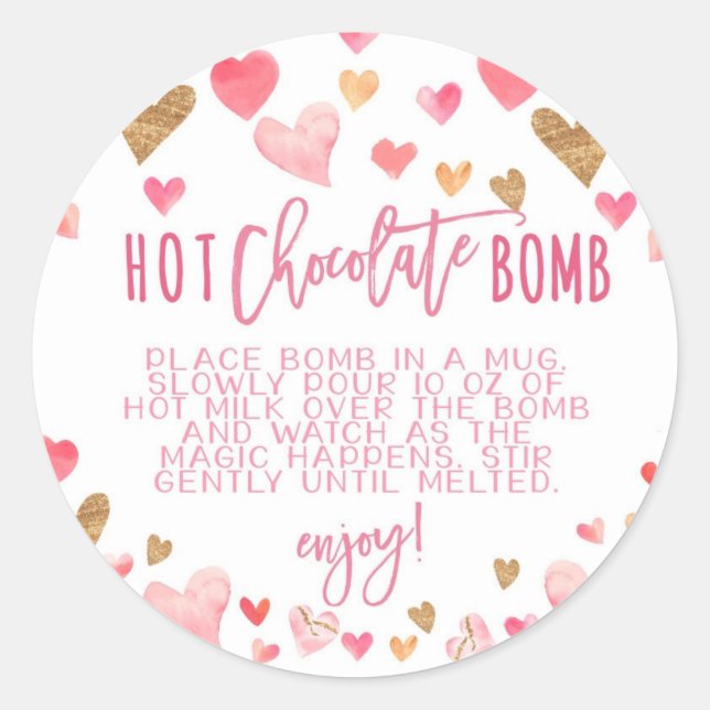 Sticker Rond Bombe Valentine Hot Chocolate Bomb (Devant)