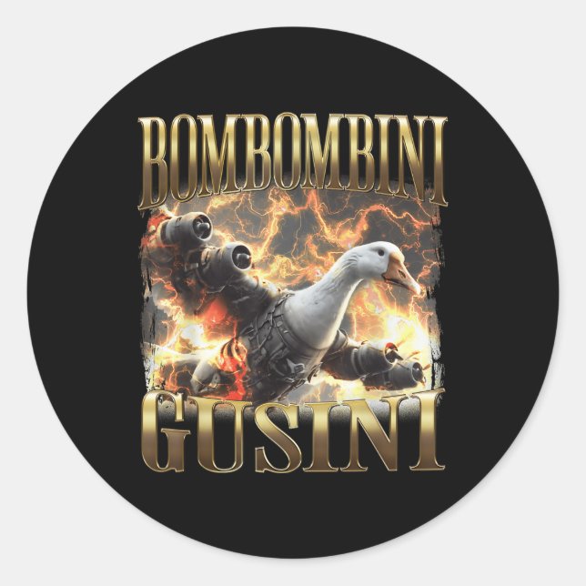 Sticker Rond Bombombini Gusini Funny Italien Brainrot mème Boot (Devant)