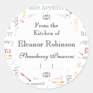 Sticker Rond Bon Appetit Motif classique