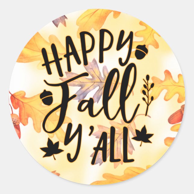 Sticker Rond Bon automne Y'all Feuilles d'automne (Devant)