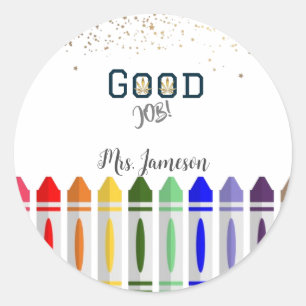 Sticker Rond Bon emploi Crayon Star Design pour enseignants