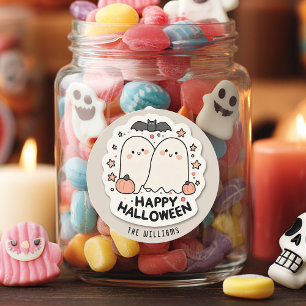 Sticker Rond Bon Halloween mignon fantôme