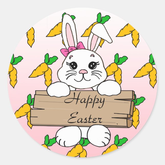 Sticker Rond Bon Pâques, Bouton lapin de Pâques (Devant)