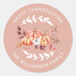 Sticker Rond Bon thanksgiving Adresse de retour Dusty Pink