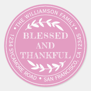 Sticker Rond Bon thanksgiving Adresse de retour Fuchsia Pink