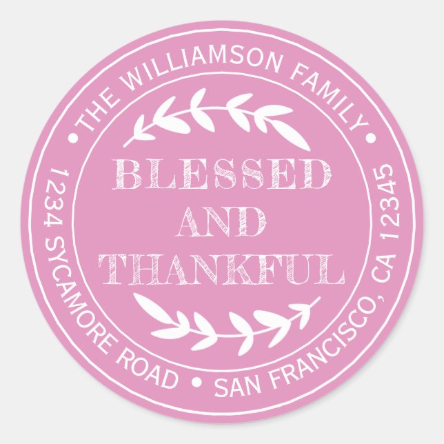 Sticker Rond Bon thanksgiving Adresse de retour Fuchsia Pink (Devant)