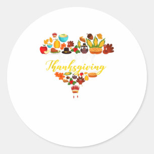 Sticker Rond Bon thanksgiving Amour Coeur Thanksgiving
