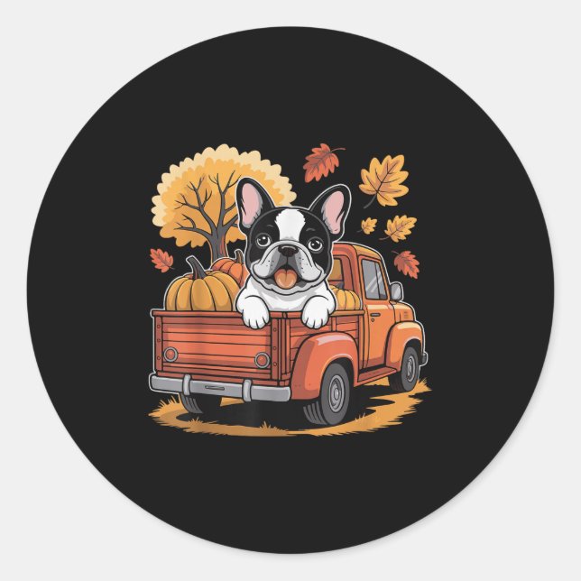 Sticker Rond Bon thanksgiving Amoureux de les chiens français B (Devant)