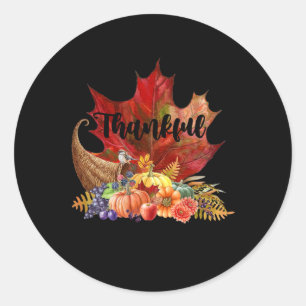 Sticker Rond Bon thanksgiving Automne Automne Maple Feuilles Th