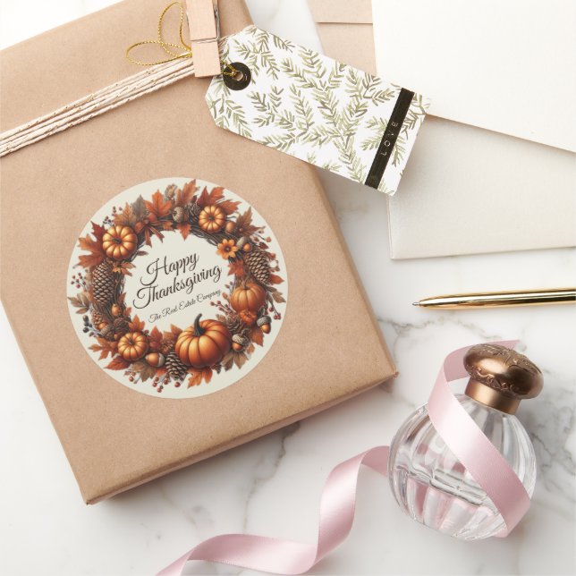 Sticker Rond Bon thanksgiving Automne Feuilles Wreath Company (Cadeaux)