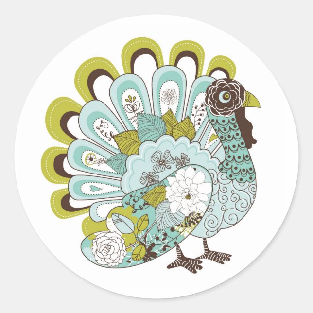 Sticker Rond Bon thanksgiving Belle carte Turquie 2 (Devant)