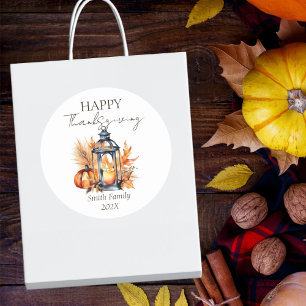 Sticker Rond Bon thanksgiving boho citrouille lanterne