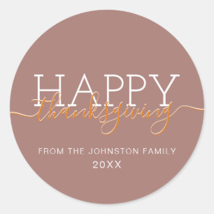 Sticker Rond Bon thanksgiving brun clair