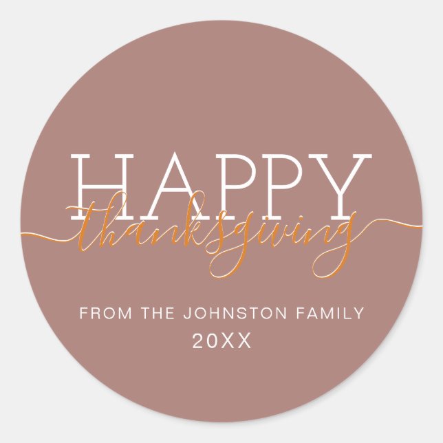 Sticker Rond Bon thanksgiving brun clair (Devant)