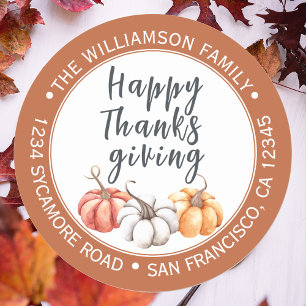 Sticker Rond Bon thanksgiving Burnt Orange Adresse de retour