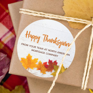 Sticker Rond Bon thanksgiving Business Autumn Leaves Company