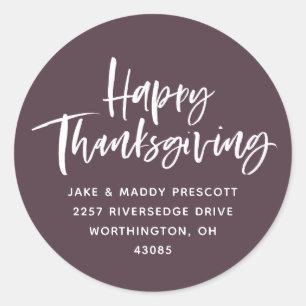 Sticker Rond Bon thanksgiving chute violet adresse de retour