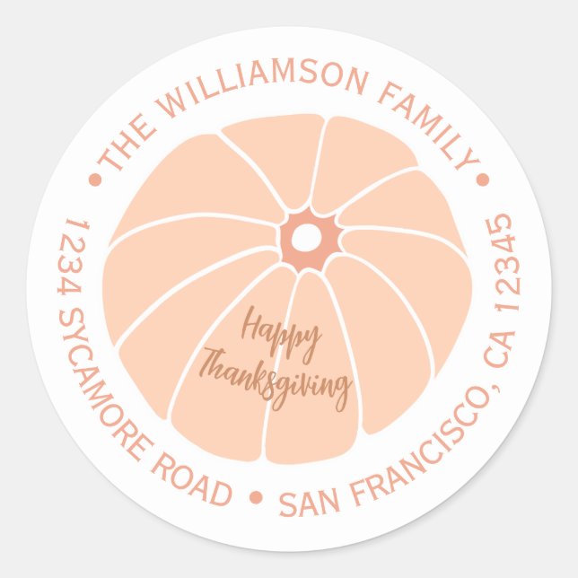 Sticker Rond Bon thanksgiving Citrouille Adresse de retour de f (Devant)