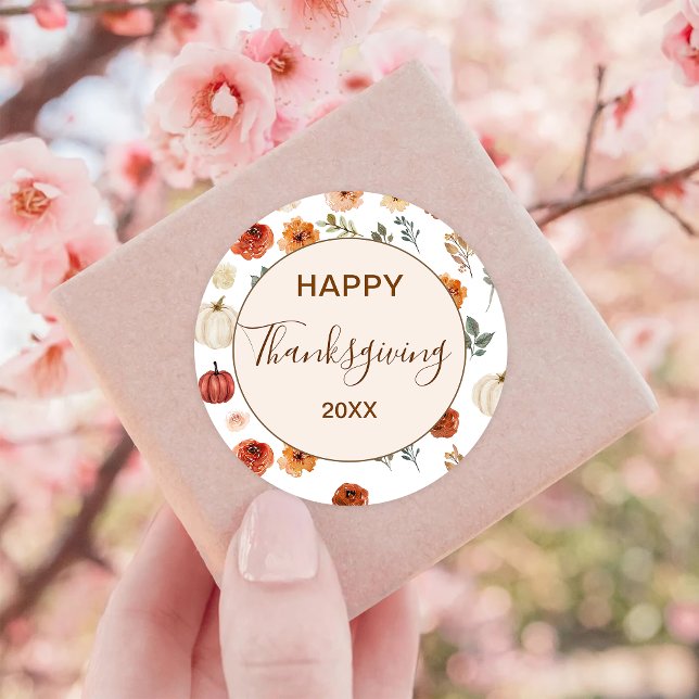 Sticker Rond Bon thanksgiving Citrouille d'automne (Créateur téléchargé)