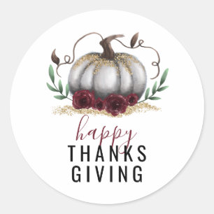 Sticker Rond Bon thanksgiving Citrouille d'or russe