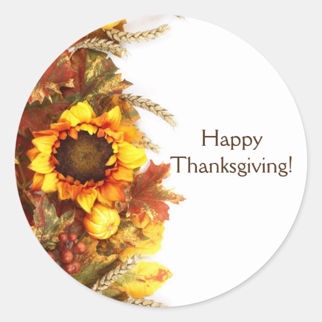 Sticker Rond Bon thanksgiving Citrouille Enveloppe de tournesol (Devant)