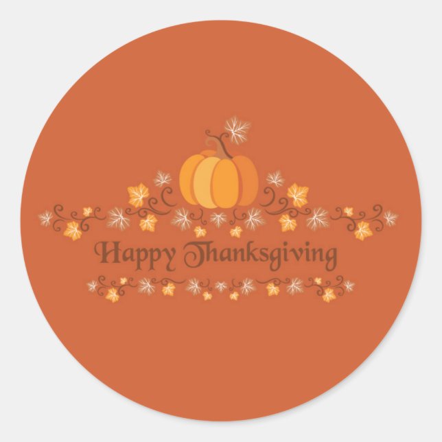 Sticker Rond Bon thanksgiving Citrouille Feuilles Enveloppe sce (Devant)