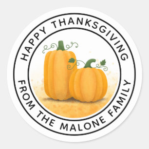Sticker Rond Bon thanksgiving citrouille moisson d'automne
