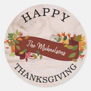 Sticker Rond Bon thanksgiving d'automne rustique