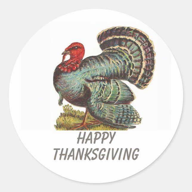 Sticker Rond Bon thanksgiving de Turquie vintage (Devant)