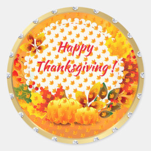 Sticker Rond Bon thanksgiving d'or