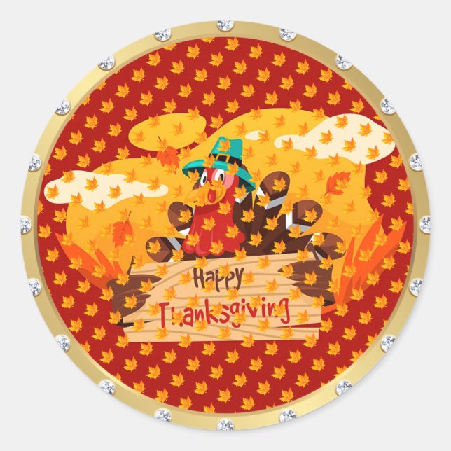 Sticker Rond Bon thanksgiving d'or (Devant)