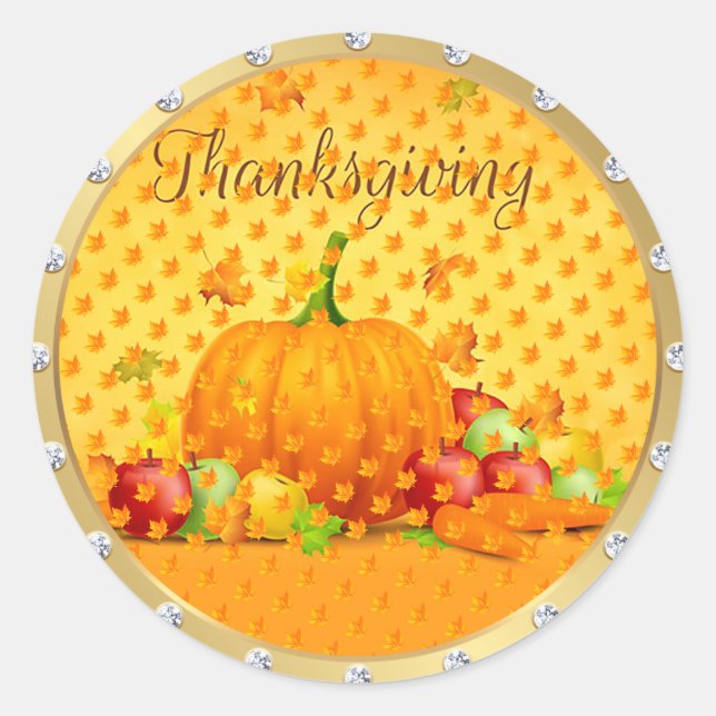 Sticker Rond Bon thanksgiving d'or (Devant)