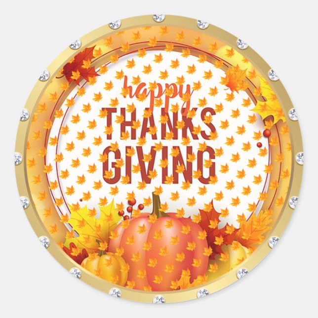 Sticker Rond Bon thanksgiving d'or (Devant)