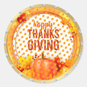 Sticker Rond Bon thanksgiving d'or