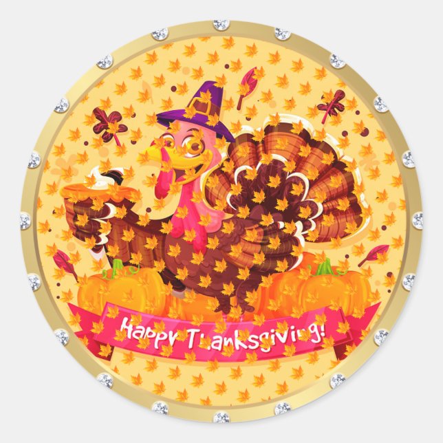 Sticker Rond Bon thanksgiving d'or (Devant)