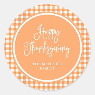 Sticker Rond Bon thanksgiving   En vichy orange