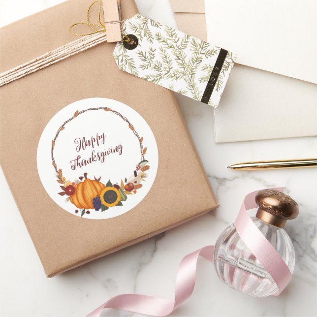 Sticker Rond Bon thanksgiving Fall Wreath (Cadeaux)