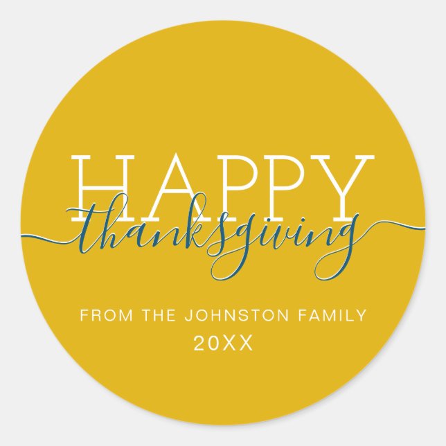 Sticker Rond Bon thanksgiving jaune moutarde (Devant)