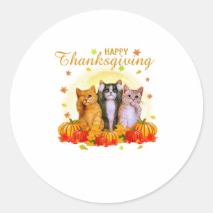 Sticker Rond Bon thanksgiving Jour Cadeau Chat Pour L'Amour Cha