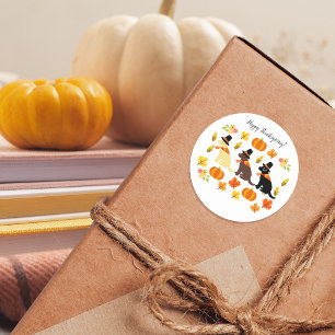 Sticker Rond Bon thanksgiving Labrador Silhouette
