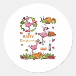 Sticker Rond Bon thanksgiving Lady Flamant rose Lover