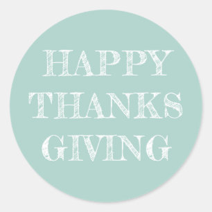 Sticker Rond Bon thanksgiving Moderne Bleu Simple