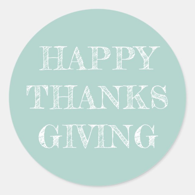Sticker Rond Bon thanksgiving Moderne Bleu Simple (Devant)